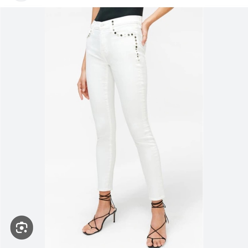 7 For All Mankind Embellished White High Rise Jeans Size 27